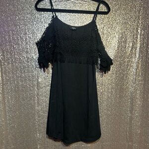 ChicMe Black Cold Shoulder Dress - Small - Lace Detail